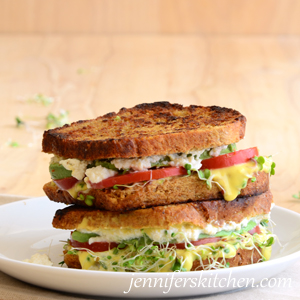 Avocado Sprout Sandwich with Vegan Cheese