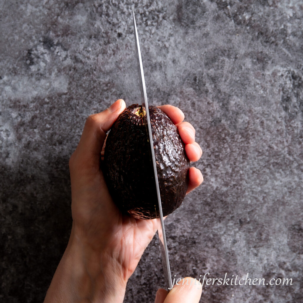 Cutting an avocado