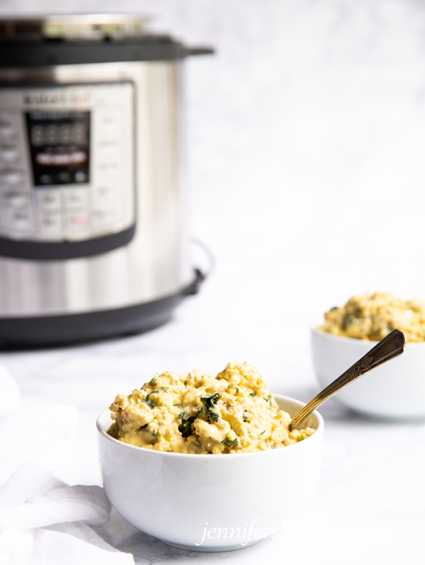 Instant Pot Cheesy Spinach Quinoa Vegan and Gluten Free