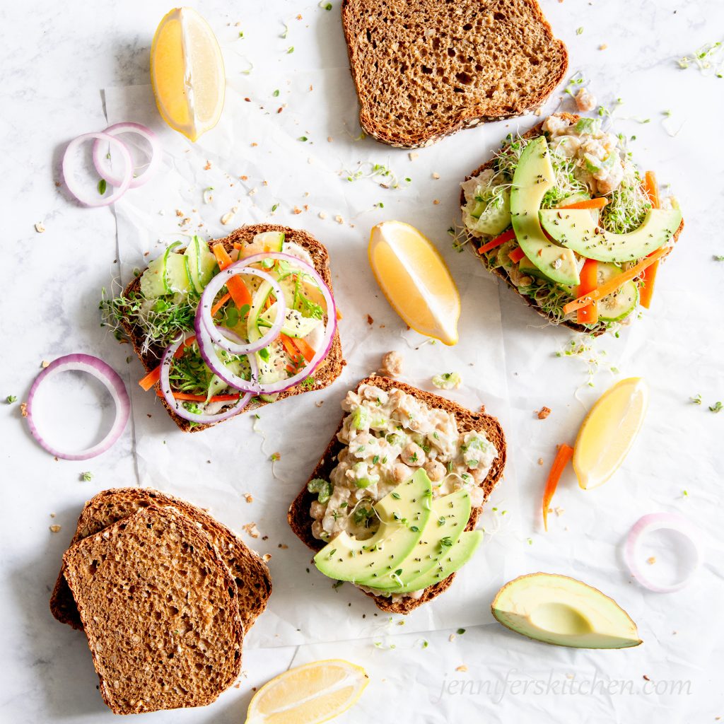 preparing No-Mayo Chickpea Salad Sandwiches