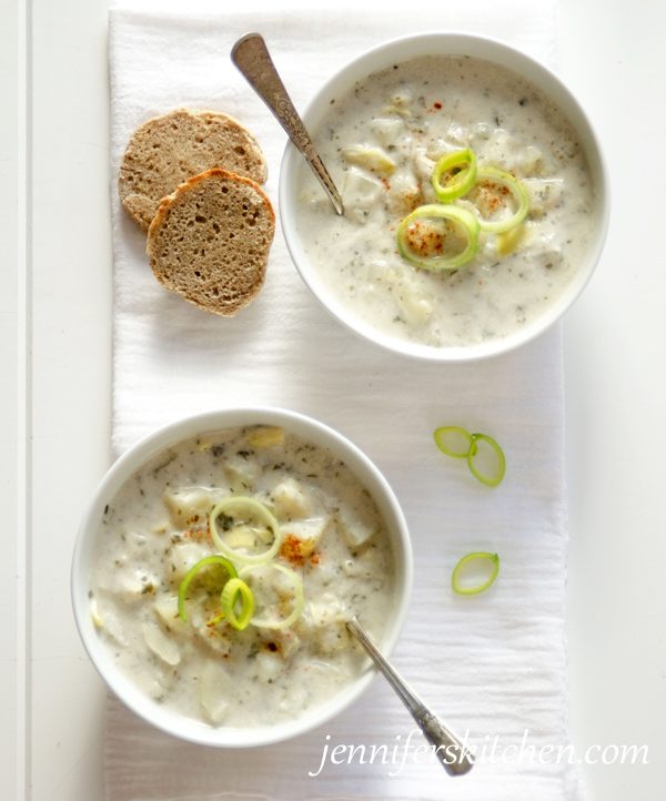 Vegan Cream of Potato and Artichoke Soup