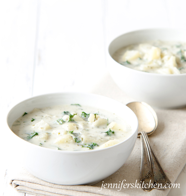 Vegan and Gluten-Free Cream of Potato and Kale Soup