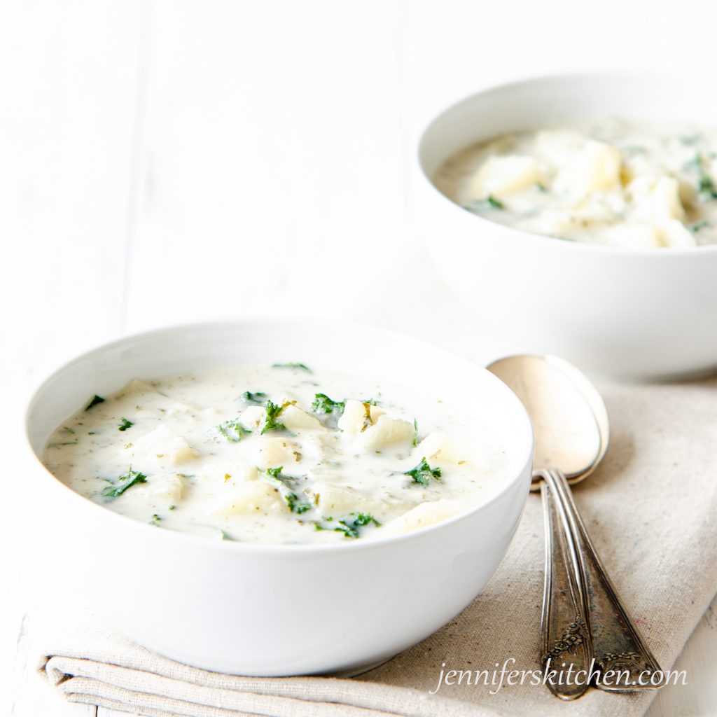 Non-Dairy Creamy Vegan Potato and Kale Soup