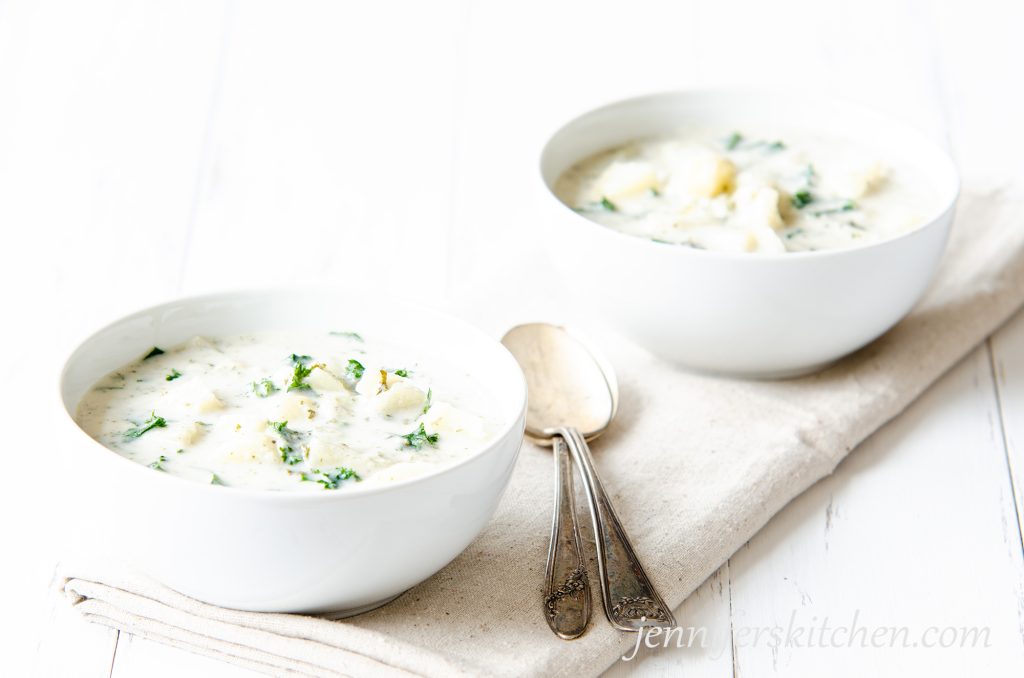 Non-Dairy Creamy Vegan Potato and Kale Soup