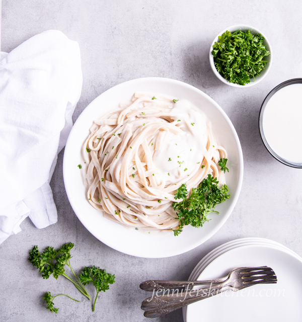 Vegan Fettuccine Alfredo (Gluten-Free)