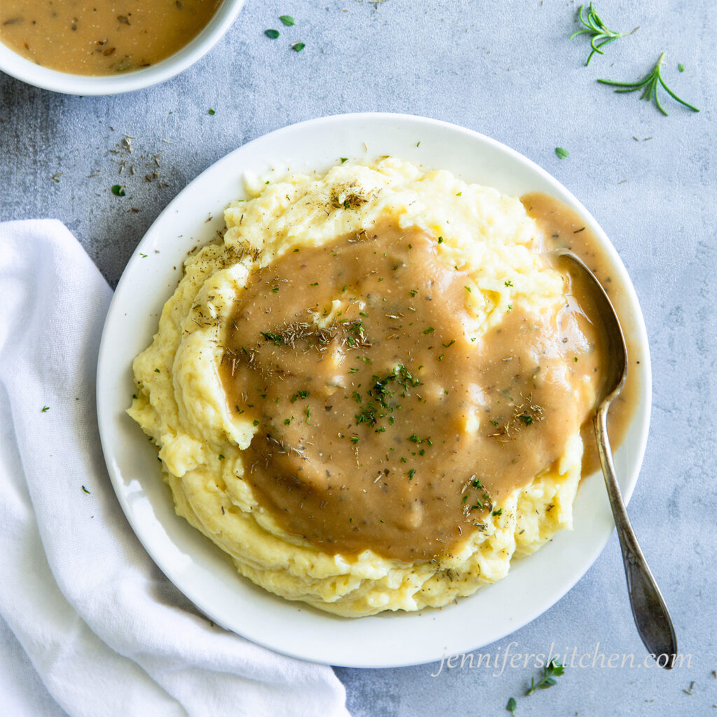 Chickpea Gravy over mashed potatoes.