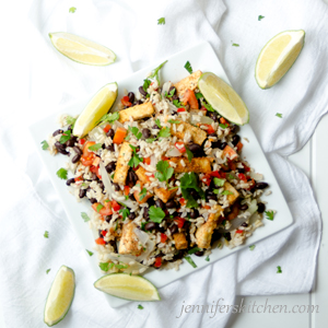 Lime Cilantro Rice with Black Beans and Tofu