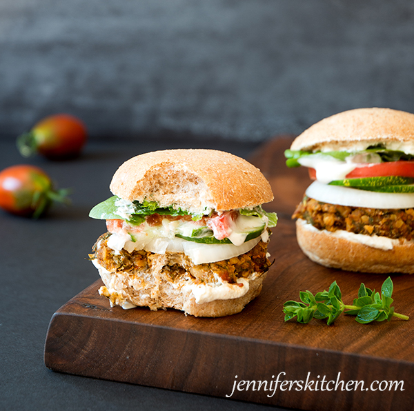 Mediterranean Burgers on a healthy picnic