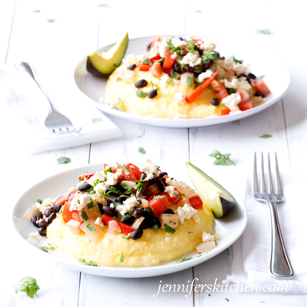 Mexican Black Beans Over Polenta - A time-saving meal
