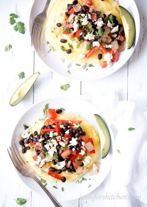 Mexican Black Beans over Polenta