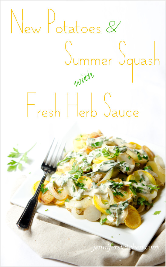 New Potatoes and Summer Squash with Fresh Herb Sauce Pin