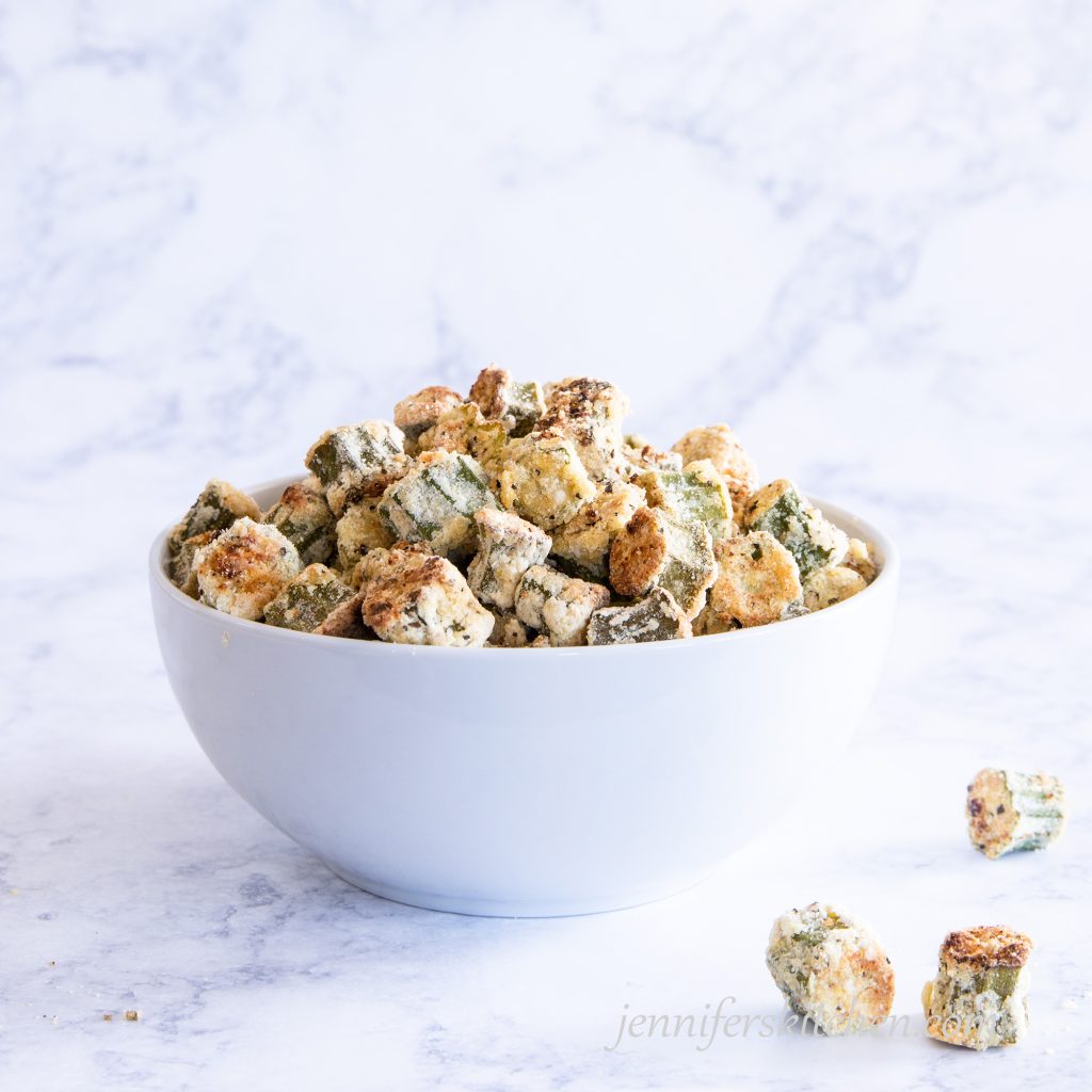 Oil-Free Baked Breaded Okra