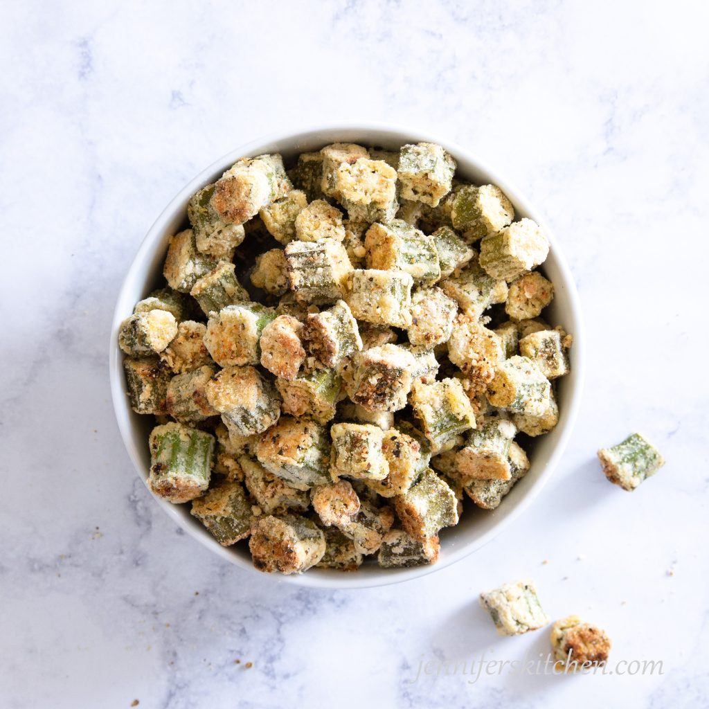 Oil-Free Baked Breaded Okra