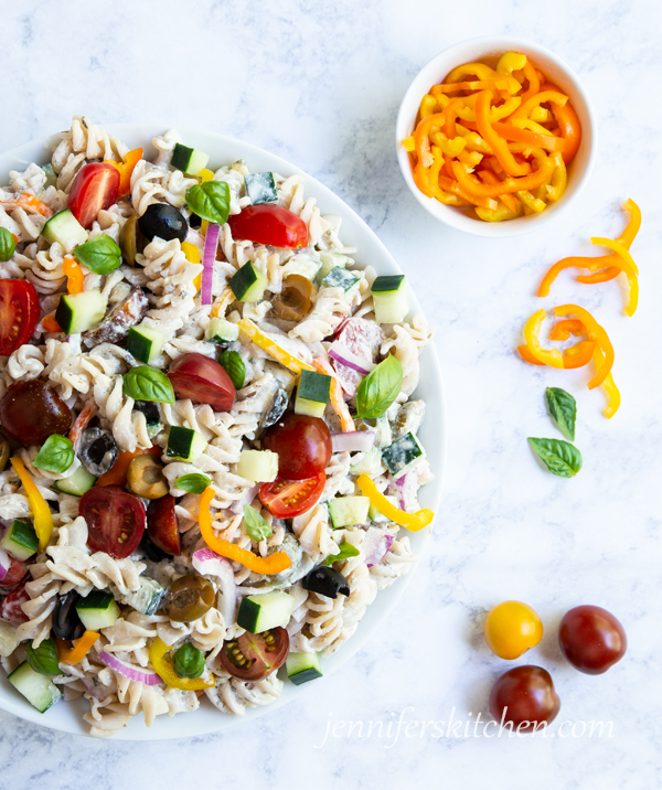 Creamy Pasta Salad (Vegan/Gluten-Free) - JennifersKitchen