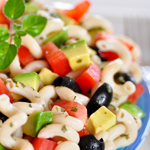 Fusilli Pasta with Avocado Tomato and Olives