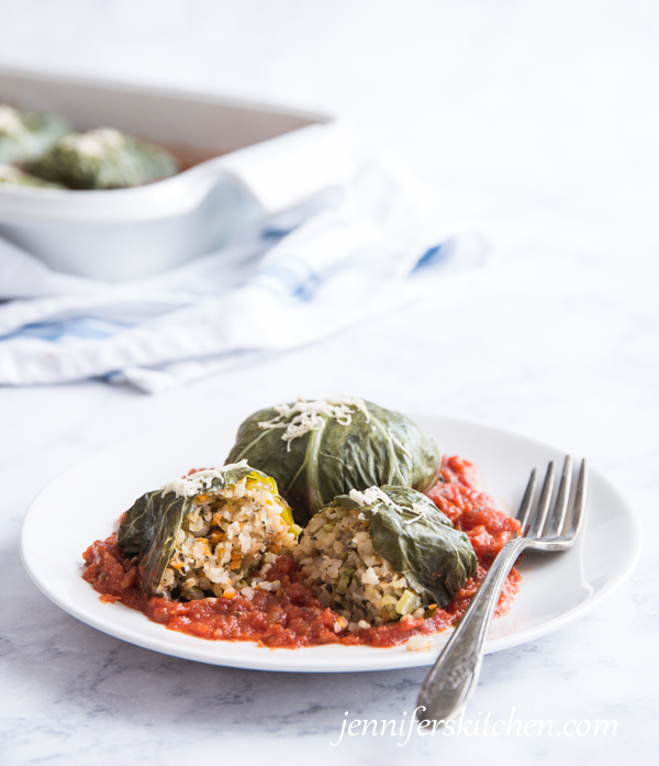 Vegan, Gluten-Free Stuffed Collard Leaves