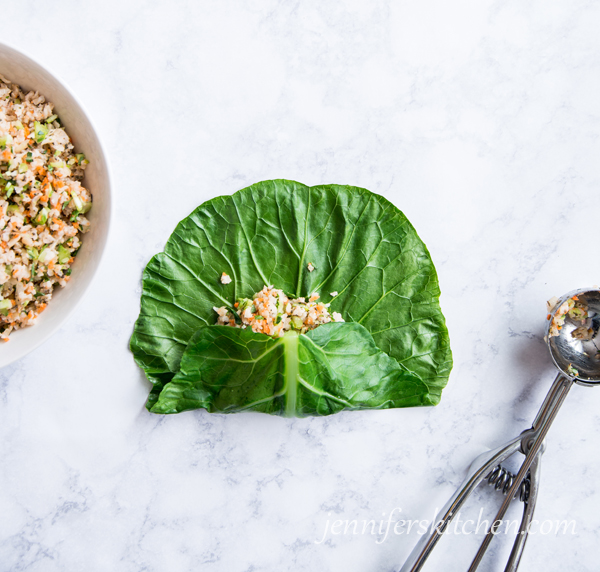 Vegan, Gluten-Free Stuffed Collard Leaves