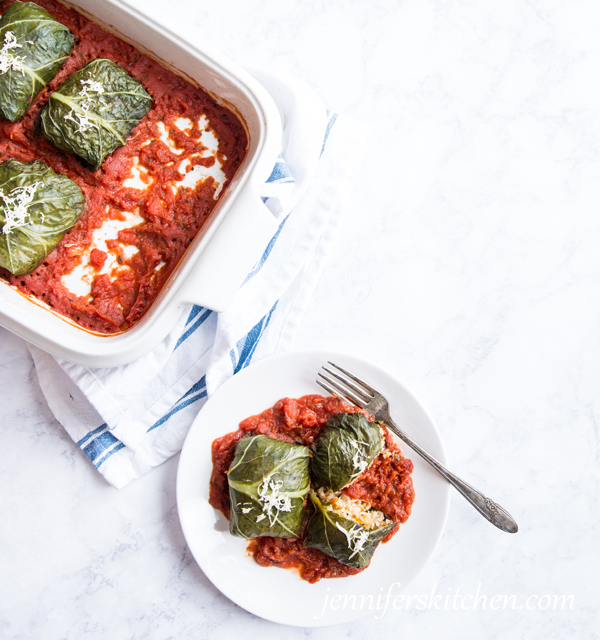 Vegan, Gluten-Free Stuffed Collard Leaves