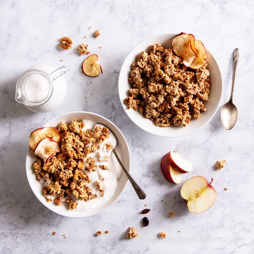 Sugar-Free, Oil-Free, Apple Buckwheat Granola - JennifersKitchen