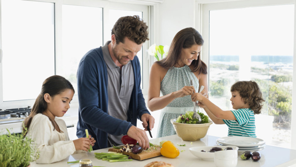 family cooking without oil